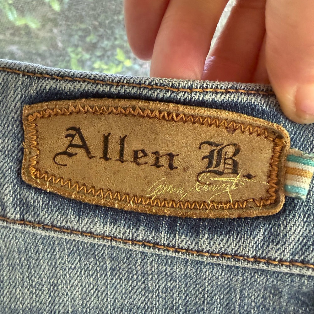 Vintage Y2K Allen B. By Allen Schwartz Watercolor Koi Fish Low Rise Flare Jeans - Picture 11 of 15